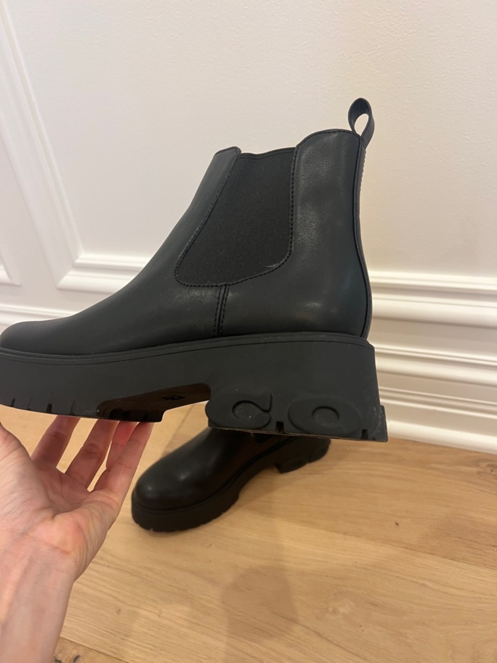 Womens Black Coach Chelsea Platform Boots - Picture 10 of 17